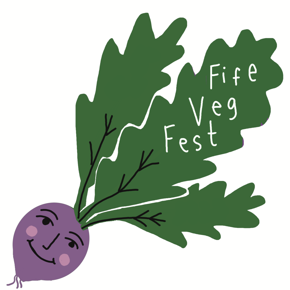 VegFest logo is weird happy dopy vegetables