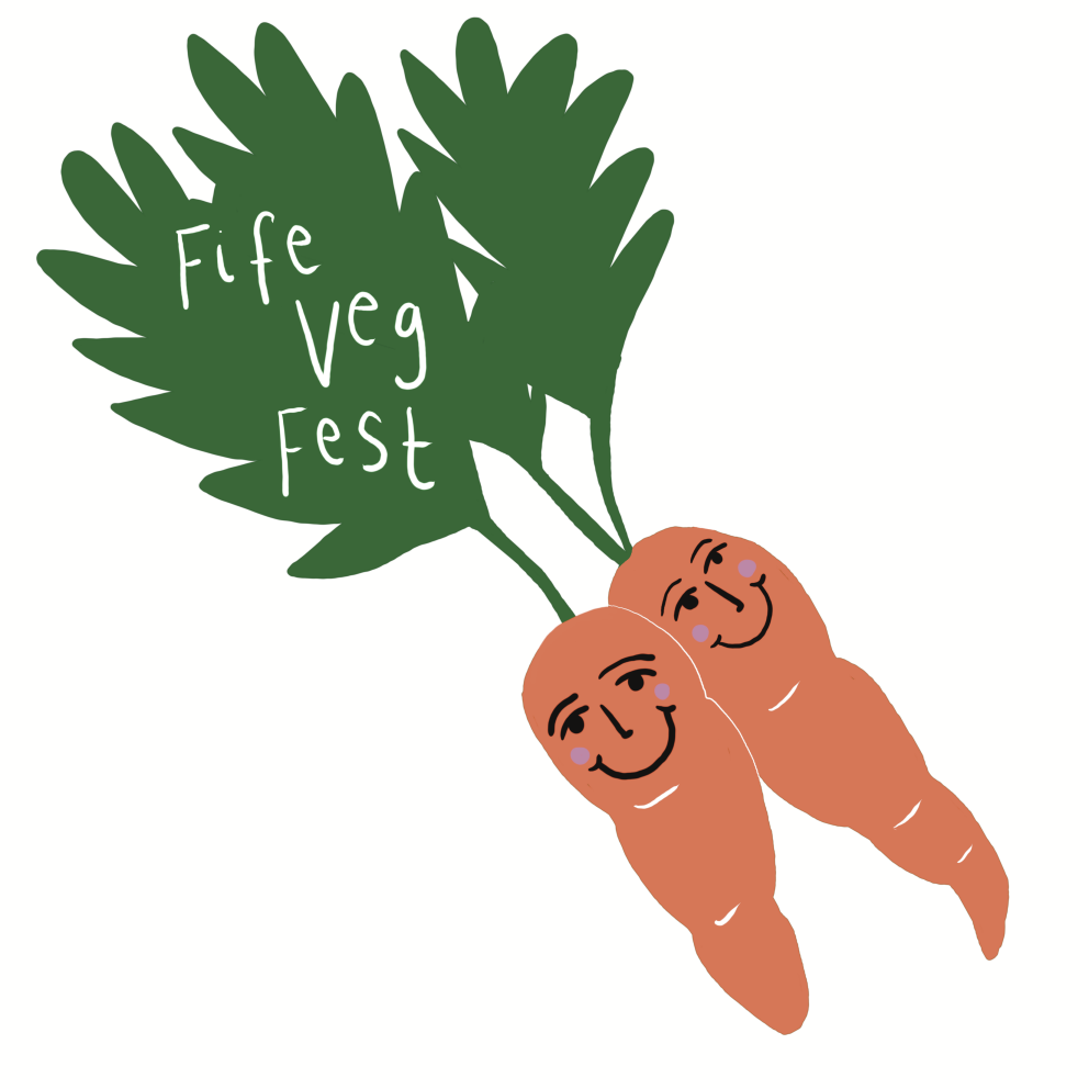 VegFest logo is weird happy dopy vegetables