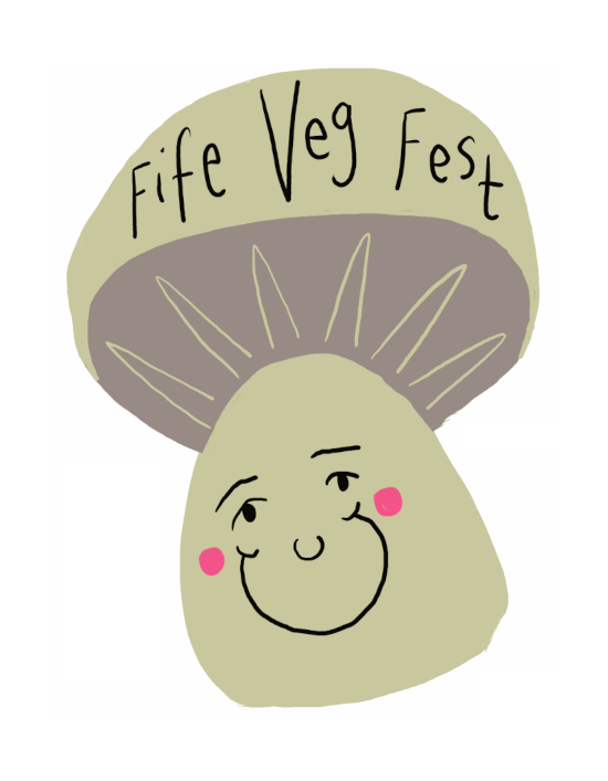 VegFest logo is weird happy dopy vegetables