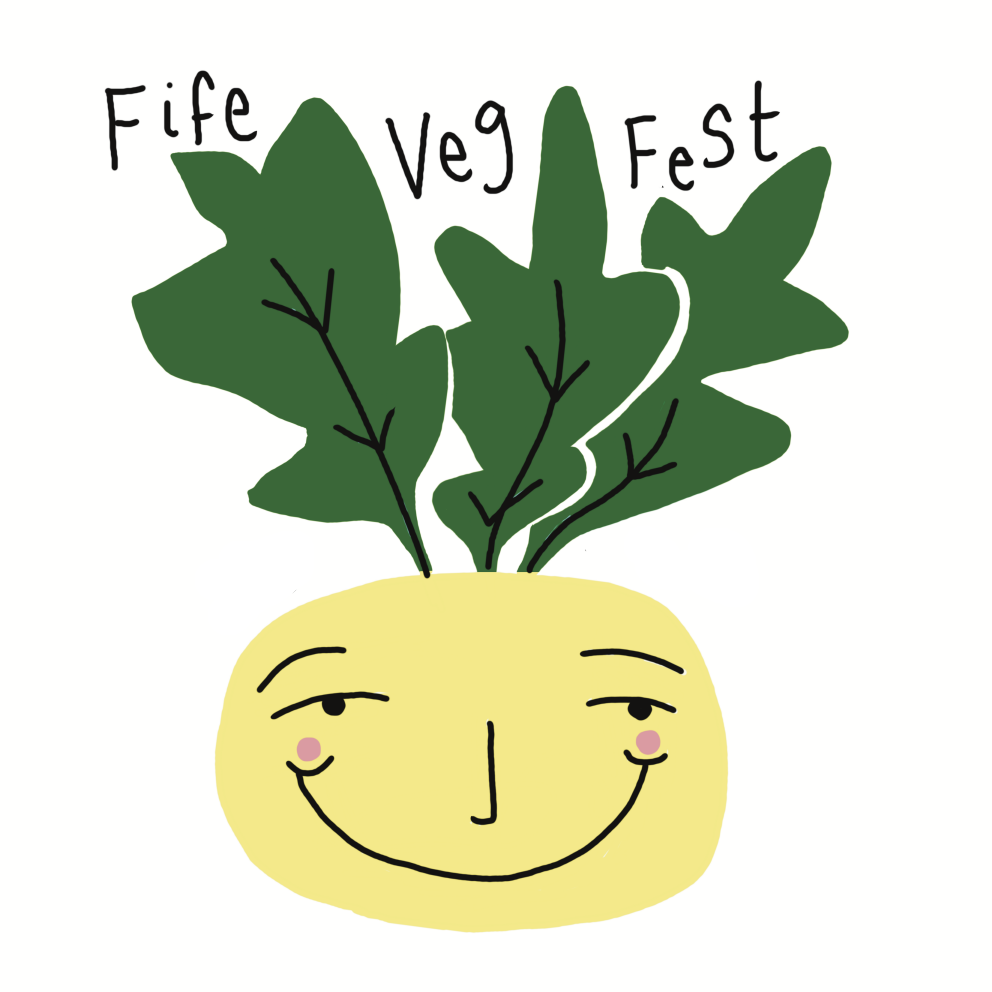 VegFest logo is weird happy dopy vegetables